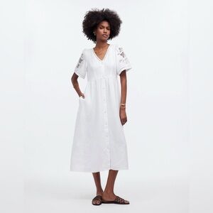 Madewell - Cassie Button-Front Midi Dress in Linen
